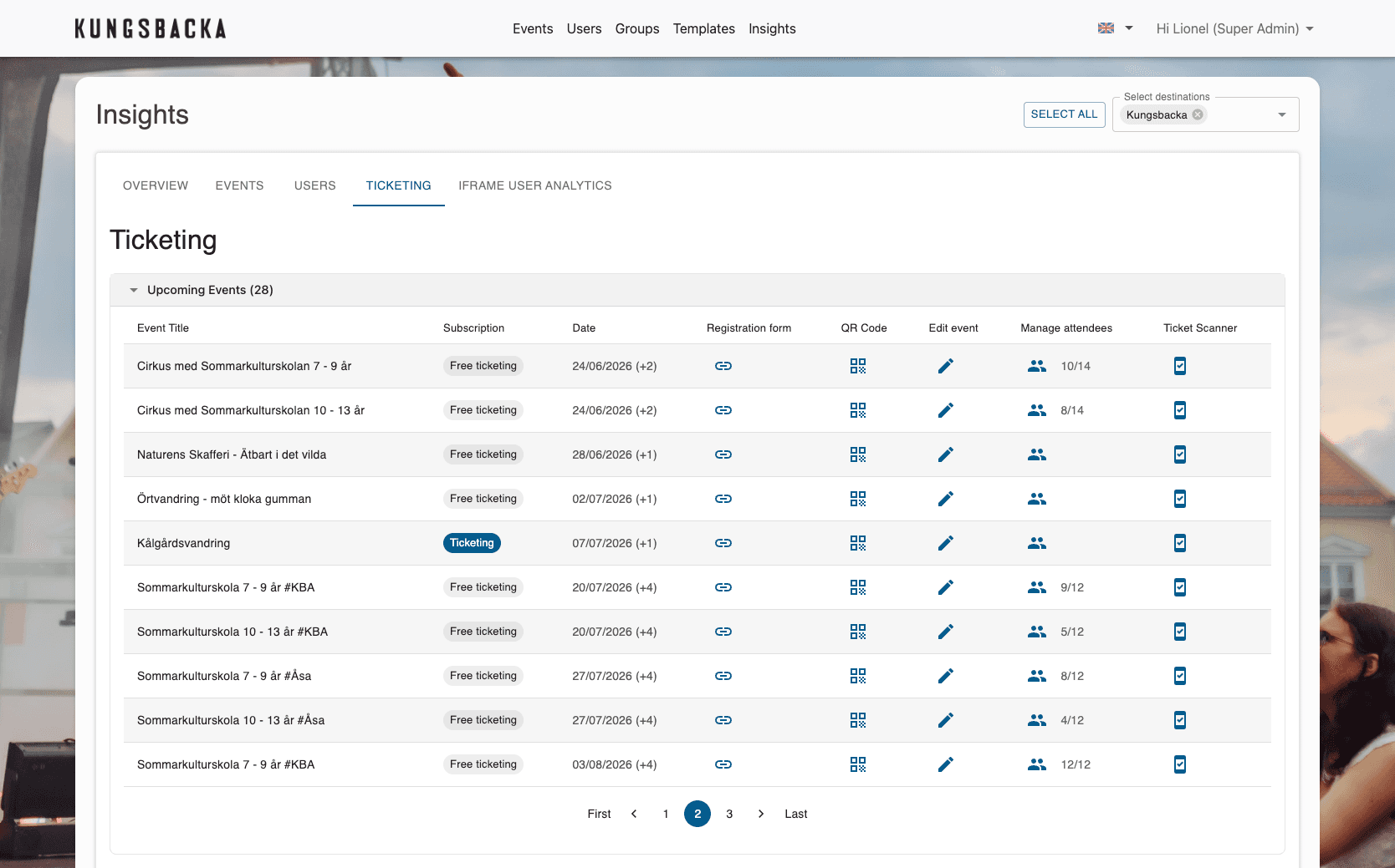 Ticketing UI screenshot