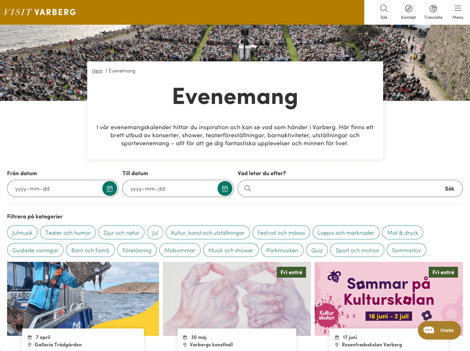 Browse Varbergs kommun's event calendar.