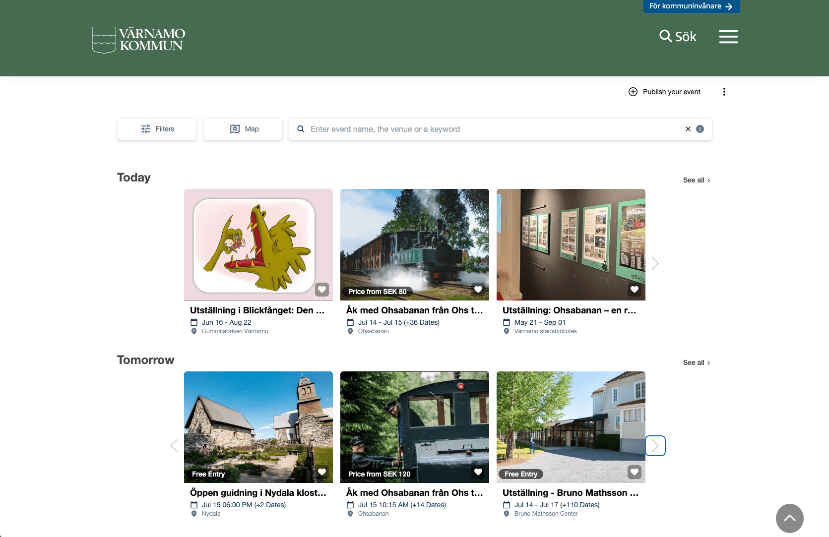 Browse Värnamo kommun's event calendar.